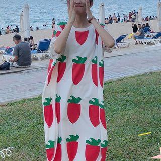 Picture Print Loose-fit Long-sleeve Dress As Shown In Figure - One Size