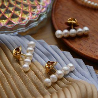 Faux Pearl Rose Brooch 1 Pc - As Shown In Figure - One Size