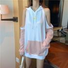 Cold-shoulder Color-block Hooded Dress