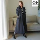 Plus Size Long Trench Coat With Belt Charcoal Gray - One Size