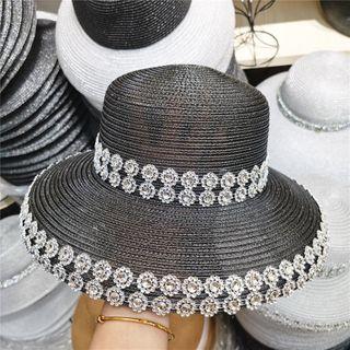 Rhinestone Floral Sun Hat