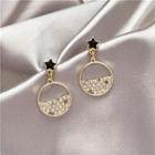 Star Rhinestone Drop Earring 1 Pair - Black & Gold - One Size