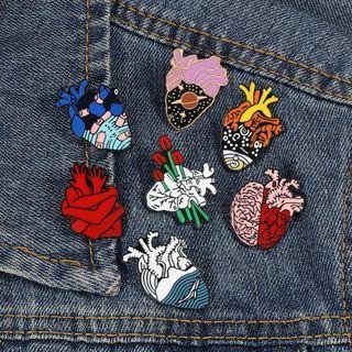 Heart Brooch Pin (various Designs)