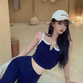 Cropped Camisole Top / High-waist Straight-leg Pants