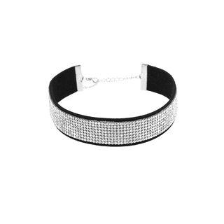 Rhinestone Choker C1901 - Transparent Rhinestone - Black - One Size