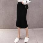 Knit High-waist Midi Straight-fit Skirt