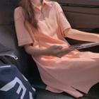 Short Sleeve Zip Front Polo Dress