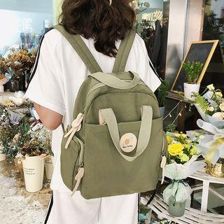 Label Applique Top Handle Nylon Backpack