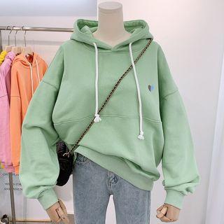 Long-sleeve Heart-embroidered Hoodie