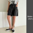 Black Wash Wide Denim Shorts Black - One Size