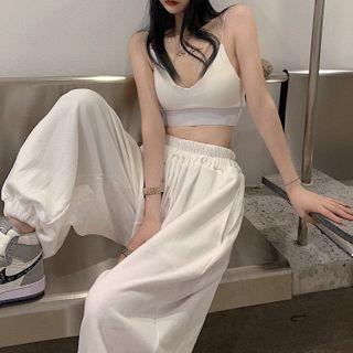 Set: Cropped Camisole + Drawstring Sweatpants