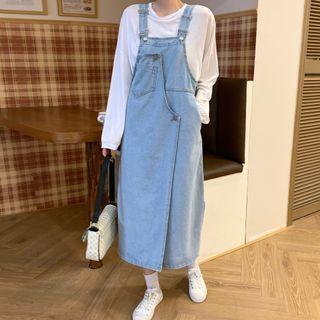 Asymmetric Denim Jumper Dress Blue - One Size