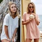 Short-sleeve Plain Long T-shirt