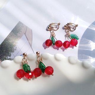 Rhinestone Cherry Dangle Earring