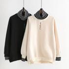 Mock Two-piece Turtleneck Fleece-lining Sweatshirt
