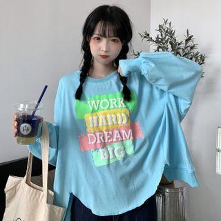 Lettering Print Distressed Sweatshirt