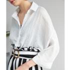 Plain Half Placket 3/4 Sleeve Shirt