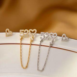 520 Rhinestone Chained Sterling Silver Earring