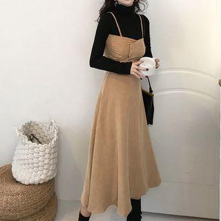 Set: Plain Top + Spaghetti-strap Dress