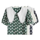 Short Sleeve Floral Embroidered Collar Blouse