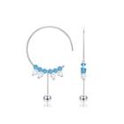 925 Sterling Silver Simple Geometric Circle Tassel Earrings With Light Blue Austrian Element Crystal Silver - One Size