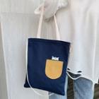 Cat Print Color Block Tote Bag