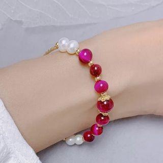 Faux Pearl Faux Gemstone Bracelet
