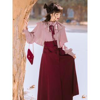 Ruffled Blouse / Midi A-line Skirt / Set