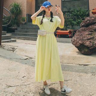 Band-waist Pocket-side Maxi Flare Dress
