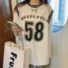 Long-sleeve Mock Two-piece Numbering T-shirt