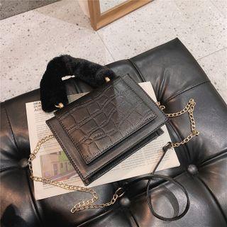 Furry Top Handle Chain Crossbody Bag