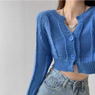 Details Two-buttons Cropped Sweater