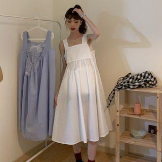 Open Back Sleeveless Midi Shift Dress