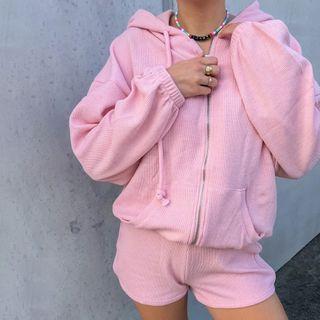 Set: Corduroy Zipped Jacket + Shorts