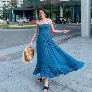 Halter Backless Maxi A-line Dress