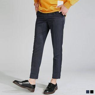 Drawcord-waist Pinstripe Tapered Pants