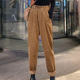 High-waist Corduroy Straight-cut Pants