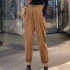 High-waist Corduroy Straight-cut Pants