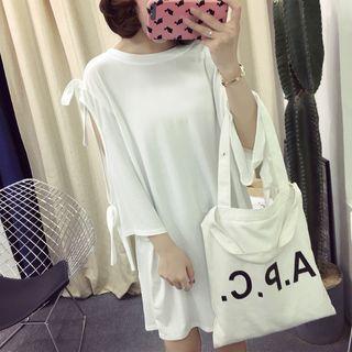 3/4-sleeve Lace-up Long Top