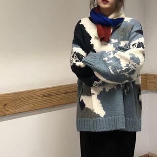 Jacquard Sweater Airy Blue - One Size