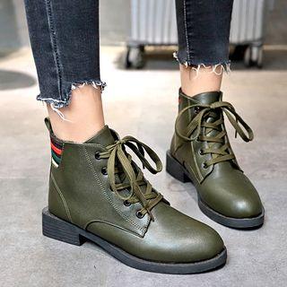 Contrast Trim Lace-up Ankle Boots