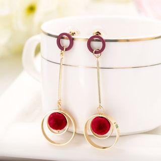 Pompom Hoop Drop Earring