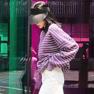 Striped Sweatshirt Purple - One Size