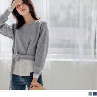 Belt Waist Mock Two Piece Top