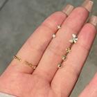 3 Pair Set: Butterfly / Rhinestone / Alloy Earring Set Of 6 - Gold - One Size