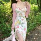 Plain Cardigan / Floral Sheath Dress