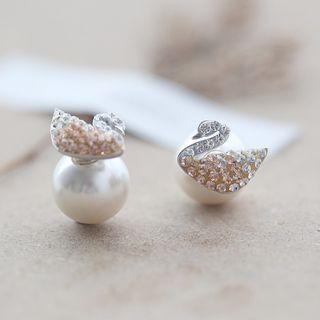 Swan Sterling Silver Pearl Earrings