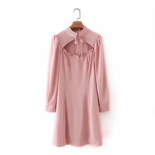 Long-sleeve Cut-out Shift Dress