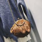 Furry Clipframe Chain Strap Shoulder Bag