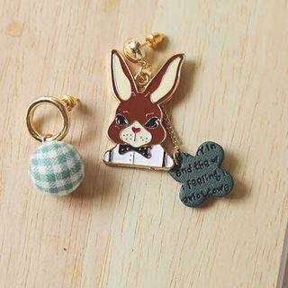 Non-matching Alloy Rabbit & Ball Dangle Earring 1 Pair - Earrings - One Size